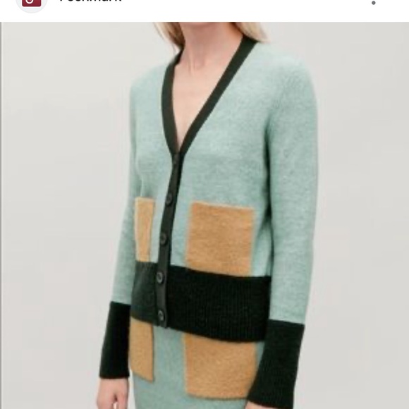 COS Colour-block Cardigan Sweater In Green size S - Picture 2 of 14